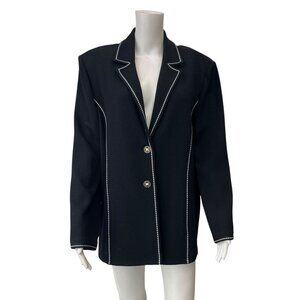 St. John Collection Black Contrast Trim Blazer Jacket size 16